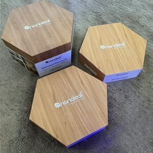 Hexagon Wall Art in Natural Wood Finish starter kit with 2 expansion packs